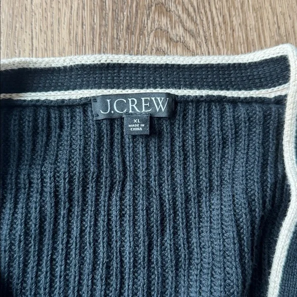 J. Crew Black Cardigan with Cream Contrast Trim - Picture 3 of 6